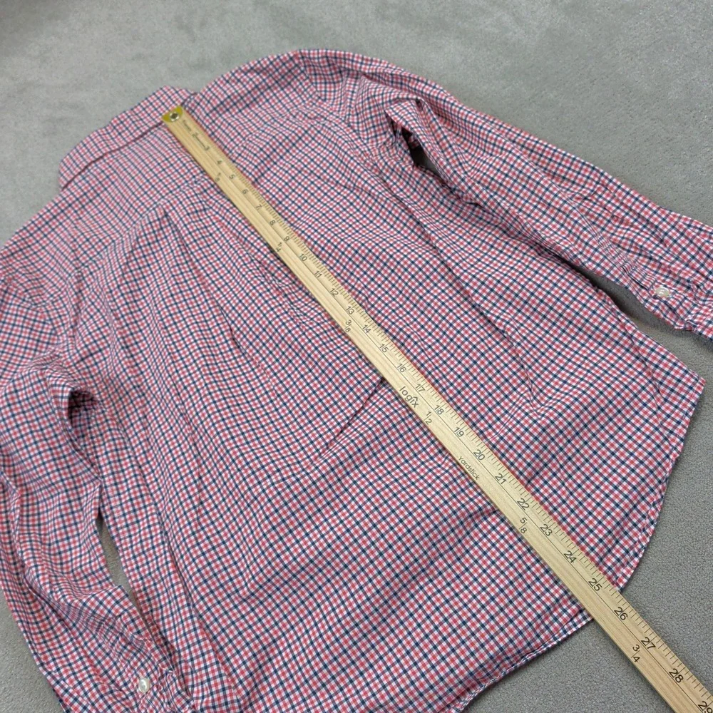 Ralph Lauren Boys L 14-16 Gingham Button Down Shirt Red Navy Blue Cotton Preppy